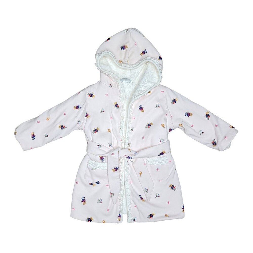 Ralph Lauren Hooded Robe Baby Girl Pink Teddy Bears 9 Months regal warm cute